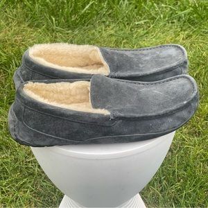 UGG Ascot Slippers Mens 16 Blue Suede Leather Comfort Shearling Shoes 5775